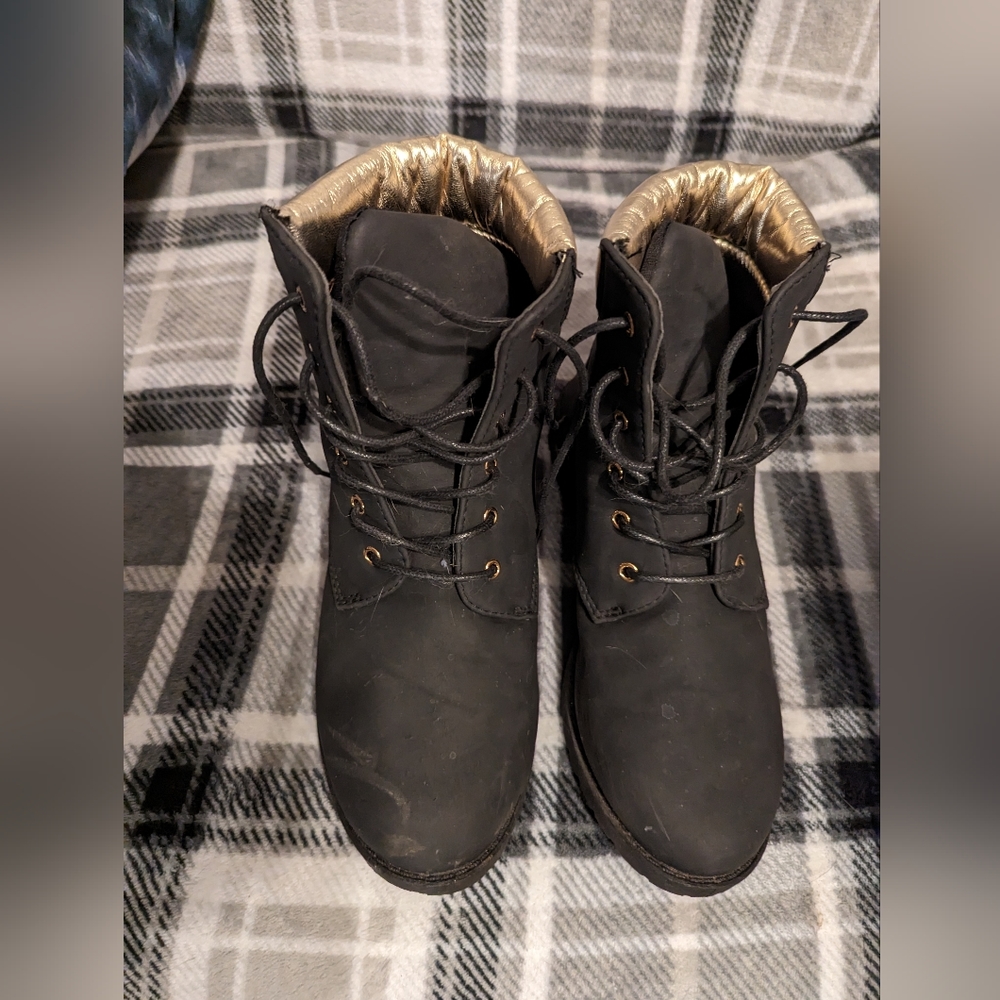 Matte black boots